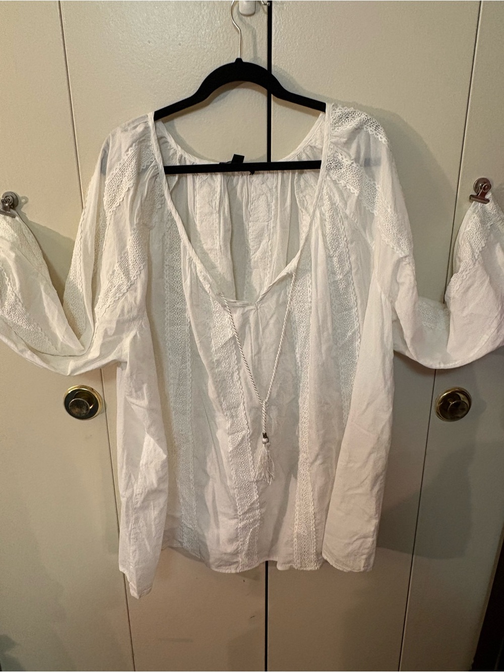 Ellos White Lightweight Peasant Top